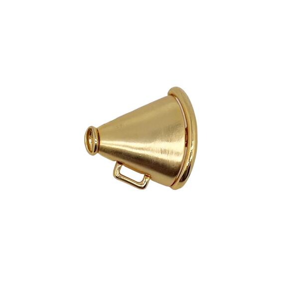 Vintage Gold Tone Cheerleader 3D Megaphone Pin Brooch - Picture 1 of 3